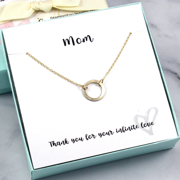 Mom Gift - Mom Circle Necklace, 14k Gold Filled