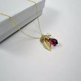 crystal initial necklace gold leaf