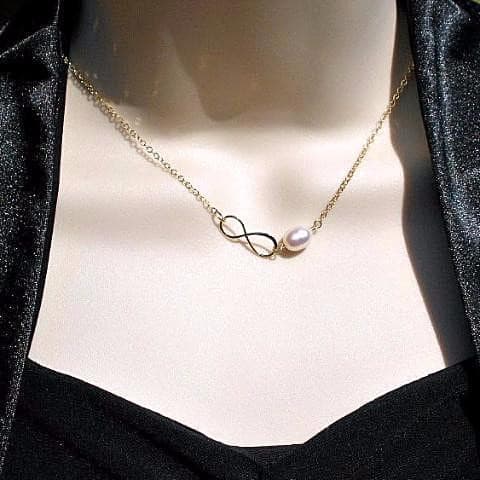 gold infinity pearl necklace trendy womens accessory