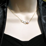 best friend gift infinity pearl necklace gold