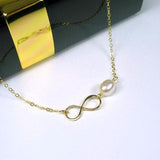 gold infinity pearl necklace trendy womens accessory