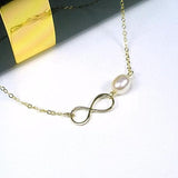 gold infinity pearl necklace trendy womens accessory