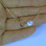 best friend gift infinity pearl necklace gold