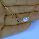 gold infinity pearl necklace trendy womens accessory
