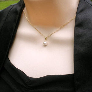 gold one pearl necklace simple single pearl