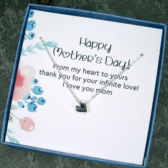 unique mother's day gift heart necklace with message card