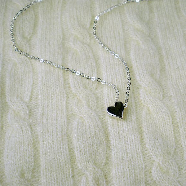 sterling silver heart necklace Valentine gift for her