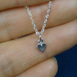 Tiny Heart Cutout Necklace, Sterling Silver