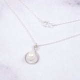 Single Pearl Drop Necklace, Sterling Silver