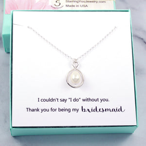 Wedding Party Gift: Infinity Pearl Drop Necklace, Sterling Silver