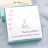 Mom Gift - Mom Pearl Necklace, Sterling Silver