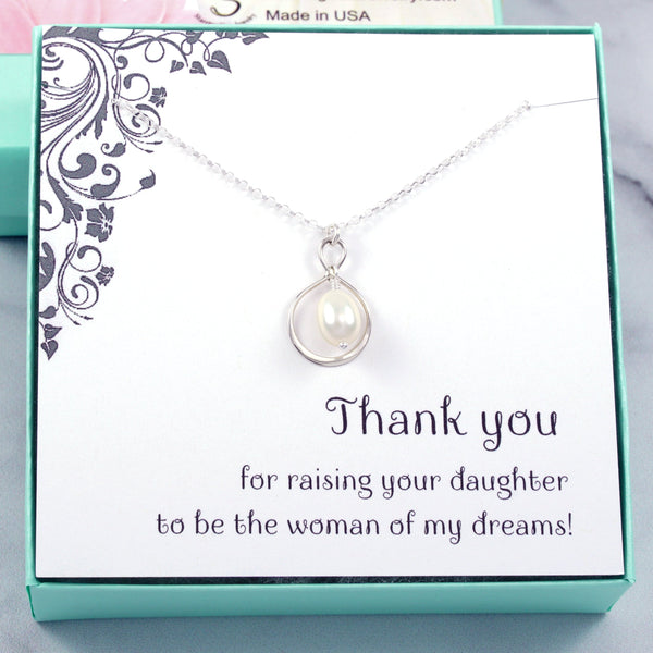 Wedding Party Gift: Pearl Drop Necklace, Sterling Silver