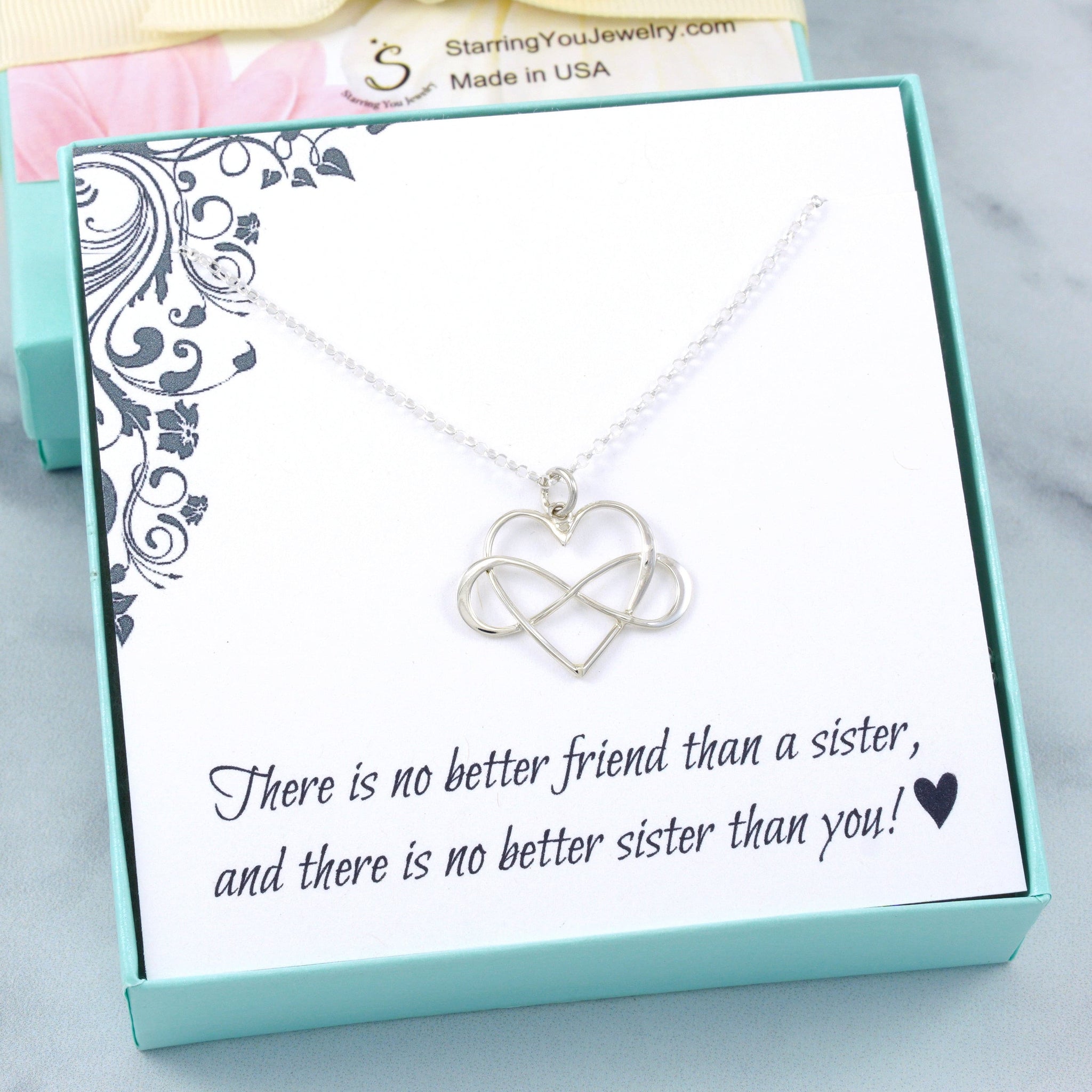 Sister Quote Gift Sterling Silver Infinity Necklace Fresh Water Pearl – Jen  Downey
