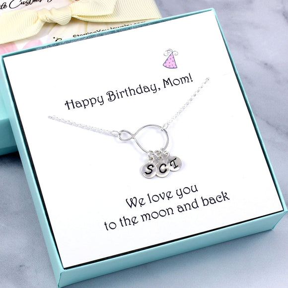 Personalized Mom Birthday Gift - Children's Initial Necklace, Sterling Silver