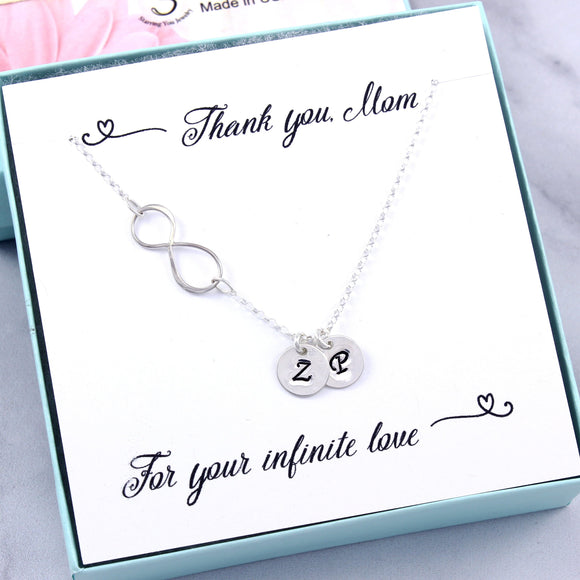 Mom Gift - Personalized Infinity Necklace, Sterling Silver