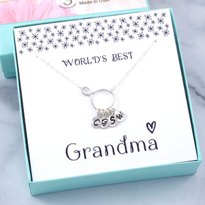 Personalized Grandma Gift - Infinity Initial Necklace, Sterling Silver