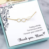 Mother of the Groom Gift: Infinity Pearl Bracelet, 14k Gold Filled