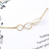 Mother of the Groom Gift: Infinity Pearl Bracelet, 14k Gold Filled