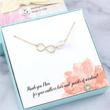 Mom Gift - Infinity Pearl Necklace, 14k Gold Filled