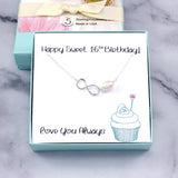 Sweet 16 Birthday Gift - Infinity Pearl Necklace, Sterling Silver