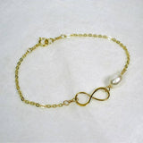 gold mom infinity pearl bracelet gift message jewelry