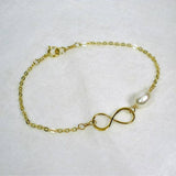 gold infinity pearl bracelet for women girls