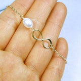gold mom infinity pearl bracelet gift message jewelry