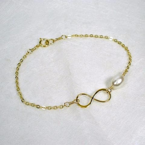 Sweet 16 Gift for Girl Gold Infinity Pearl Bracelet