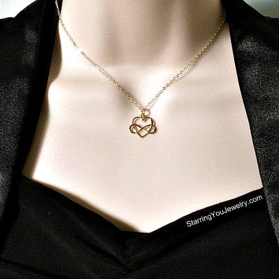 gold infinity heart necklace for women