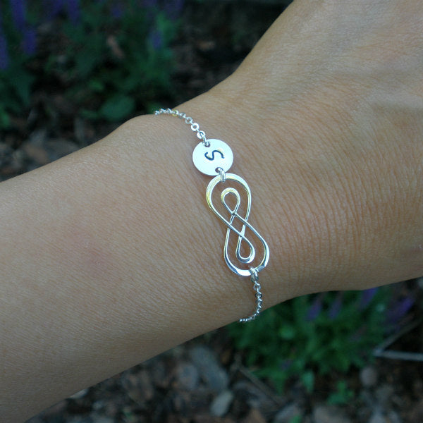 Personalized Infinity Bracelet Customized Initial Sterling Silver Starring You Jewelry