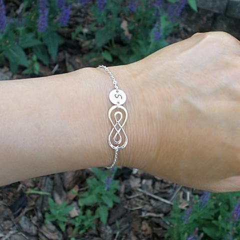 sweet 16 gift for girl infinity initial bracelet sterling silver