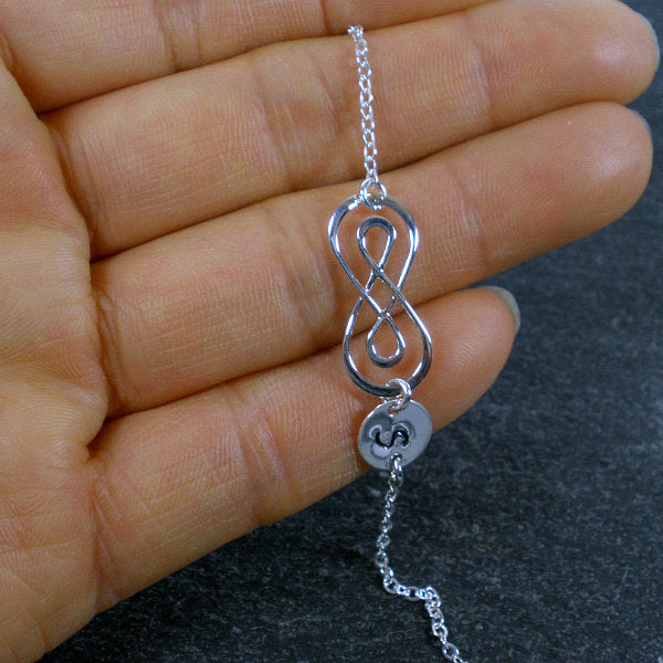 Personalized Infinity Bracelet Customized Initial Sterling Silver Starring You Jewelry