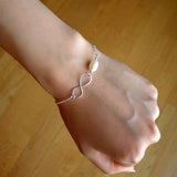 best friend gift, infinity pearl bracelet sterling silver