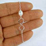 sister infinity pearl bracelet gift sterling silver