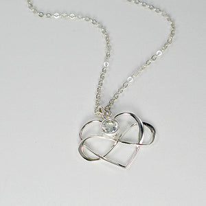 Infinity Heart Necklace, Gemstone Birthstone Jewelry, Sterling Silver