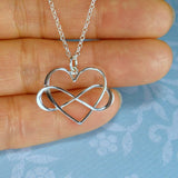 mother's day jewelry gift silver infinity heart necklace