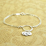 Infinity Initial Bracelet Sterling silver Gift for women