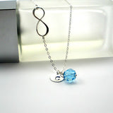 infinity initial necklace with crystal silver women jewelry