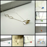 sideways infinity birthstone necklace with initial