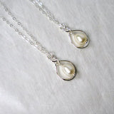 bridesmaid gift set infinity pearl necklace wedding silver