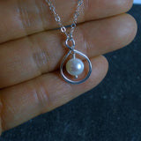 bridesmaid gift set infinity pearl necklace wedding silver