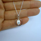 single pearl drop necklace sterling silver