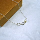 Sterling Silver Infinity Pearl Necklace