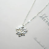 Sterling Silver Lotus Flower Necklace Yoga Lover Gifts