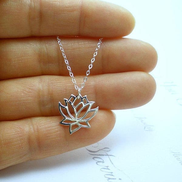 Sterling Silver Lotus Flower Necklace Yoga Jewelry Yoga Lover Gifts Starring You Jewelry