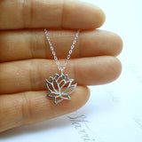 Sterling Silver Lotus Flower Necklace Yoga Lover Gifts