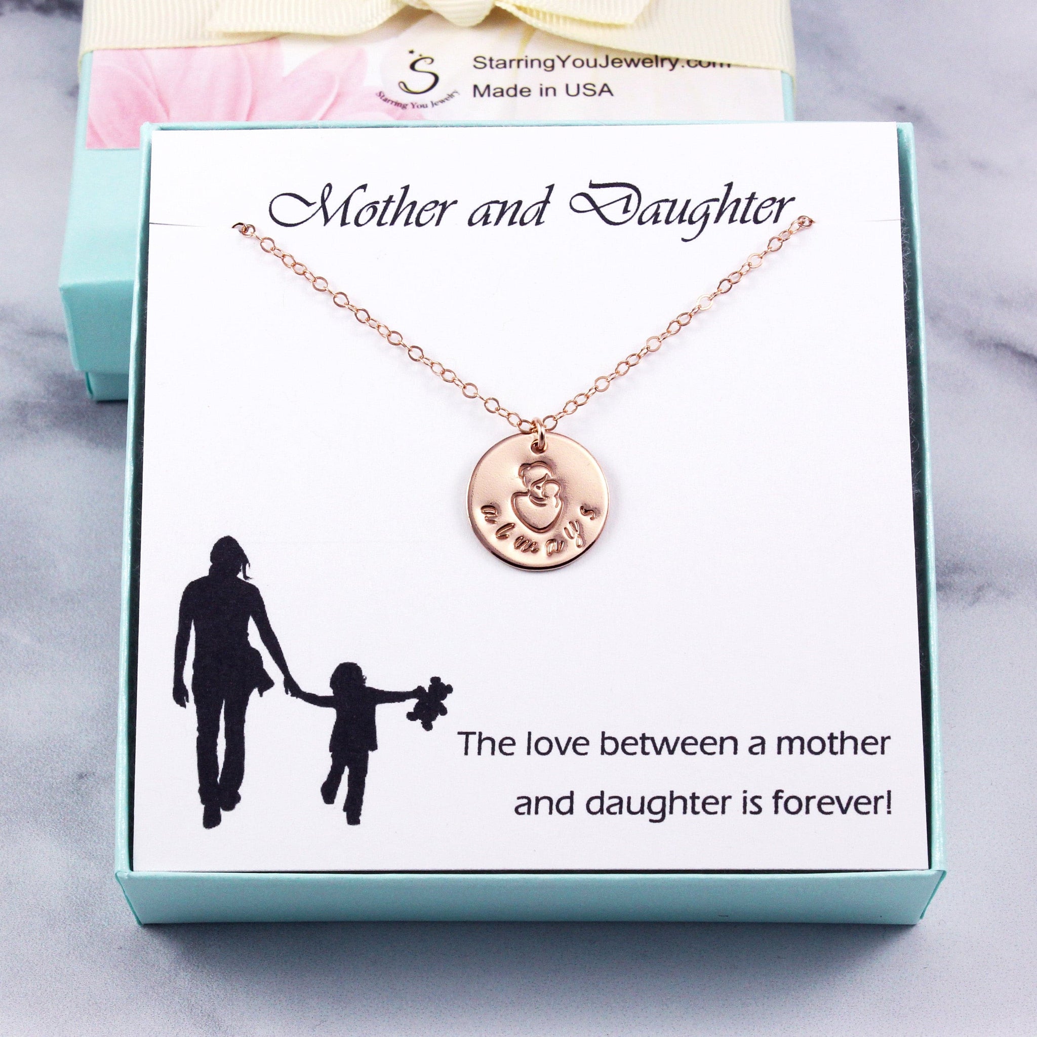 Buy Mother and Son Necklace, Mom Gift, Mother's Day Gift from Son, Birthday Gift, Christmas Gift, Jewelry for Mom, 14kt Gold Filled, Rose Silver