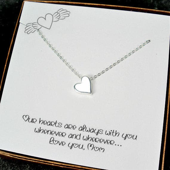long distance mom gifts silver heart necklace