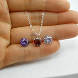 solitaire cubic zirconia necklace sterling silver