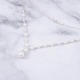 Elegant Pearl Wedding Necklace, Sterling Silver